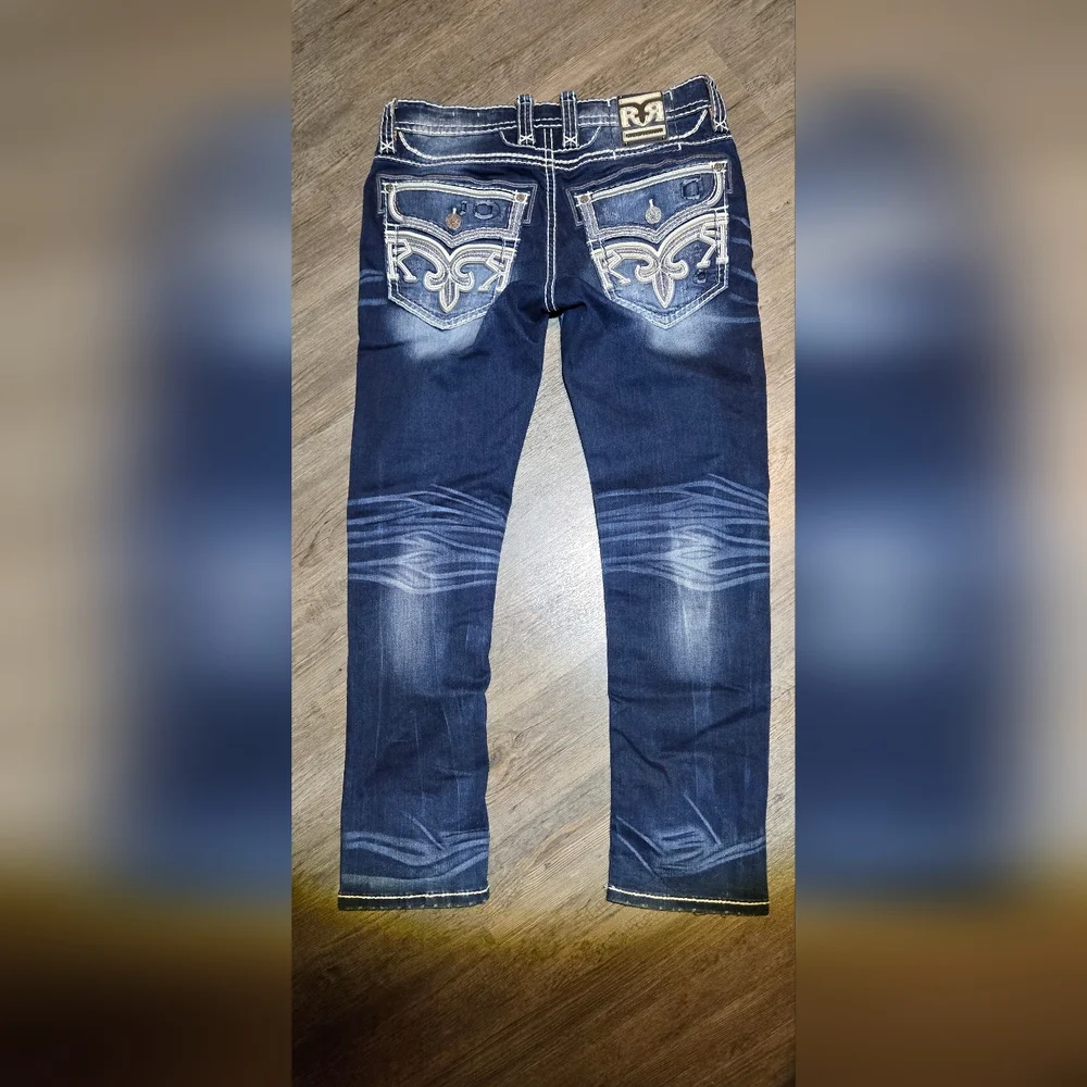 Rock Revival Slim Straight Mens Jeans Size 34 - Picture 1 of 16